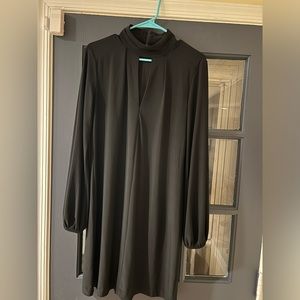 NWT White House Black Market Mock Neck Black Knit Sheath Dress Size 10